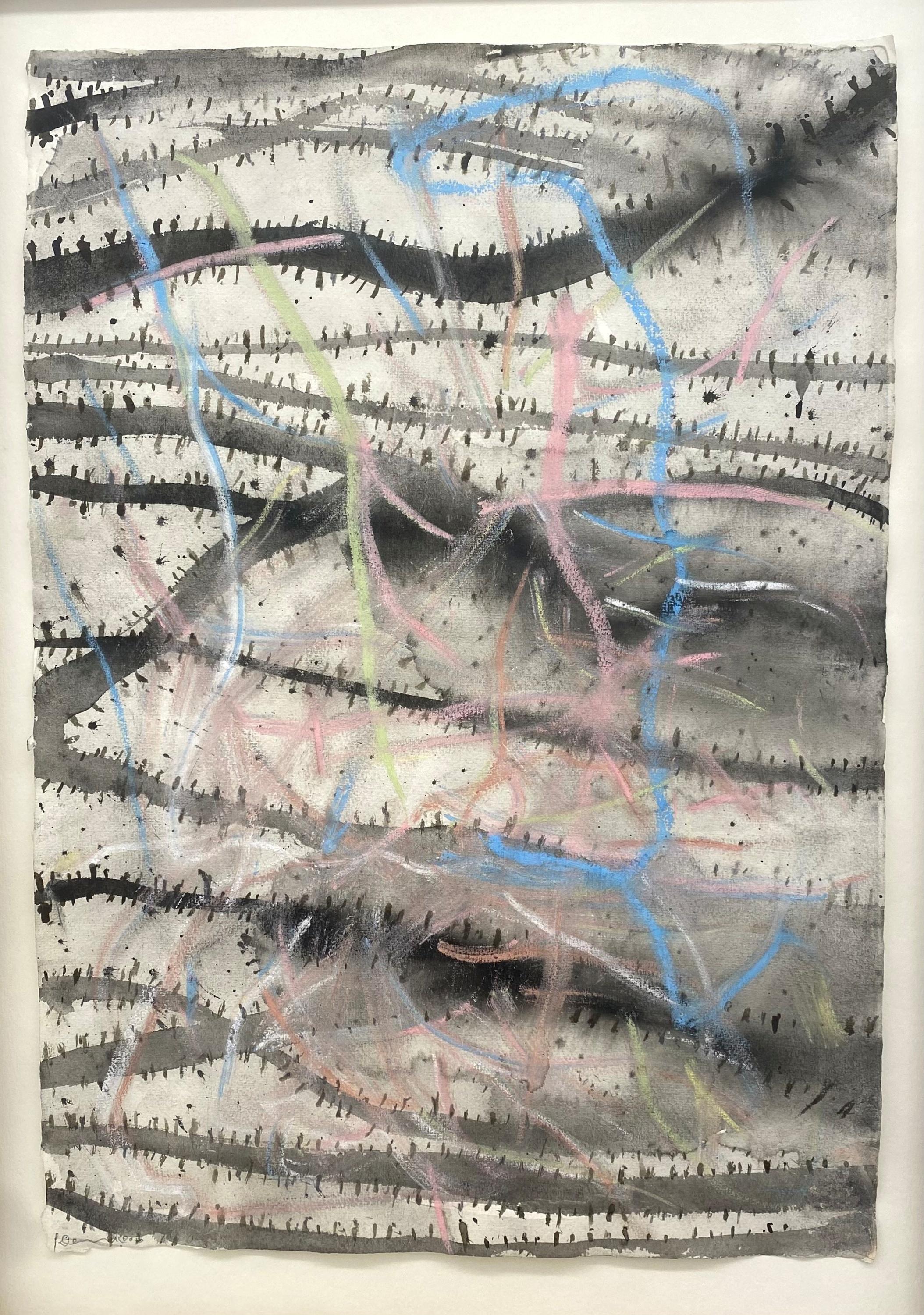 o.T. (grau/rosa blaue Linien) - Gunter Damisch 